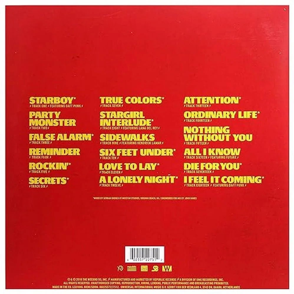 The Weeknd - Starboy (Limited Edition, Translucent Red Vinyl) (2 LP) - Joco Records