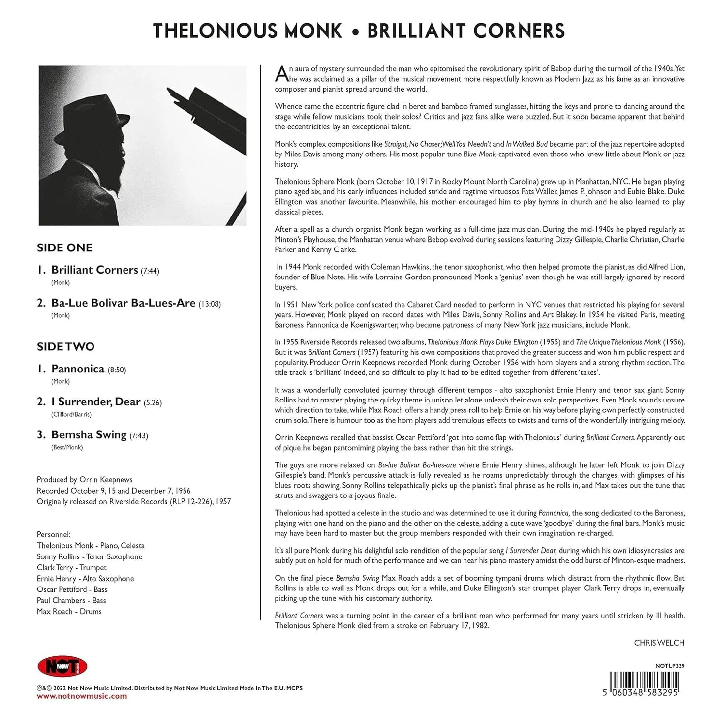 Thelonious Monk - Brilliant Corners (Import Edition, 180 Gram) (LP) - Joco Records