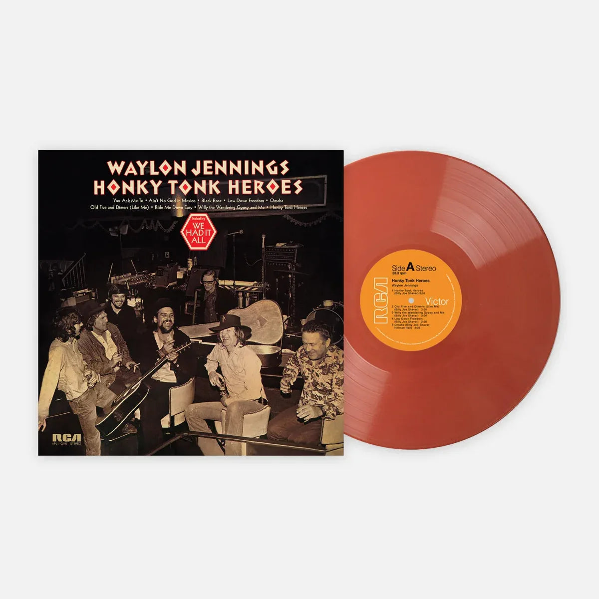 Waylon Jennings - Honky Tonk Heroes (Limited Edition, Rust Vinyl) (LP) - Joco Records