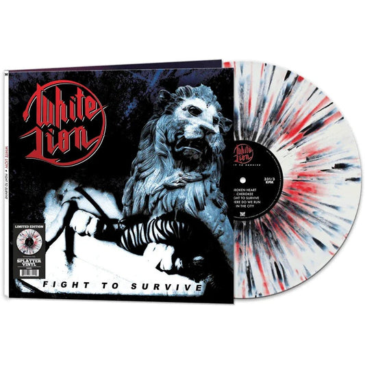 White Lion - Fight To Survive (Limited Edition, White, Black & Red Splatter Vinyl) (LP) - Joco Records