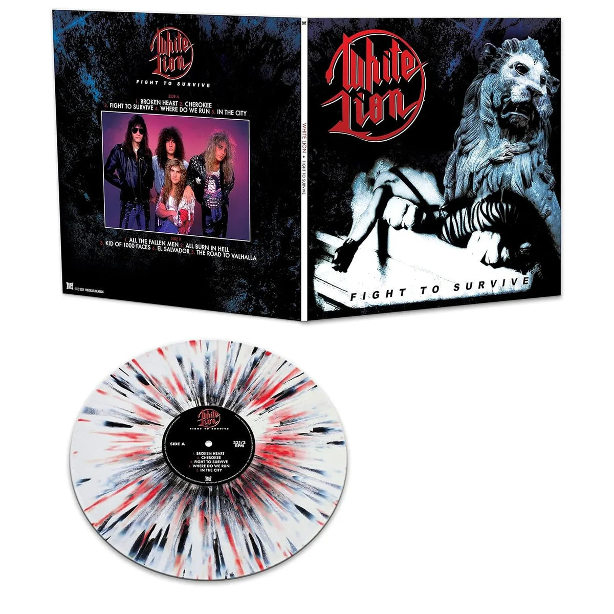 White Lion - Fight To Survive (Limited Edition, White, Black & Red Splatter Vinyl) (LP) - Joco Records