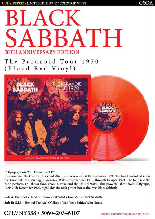 Black Sabbath - The Paranoid Tour 1970 (Limited Edition, Broadcast Import, Red Vinyl) (LP) - Joco Records