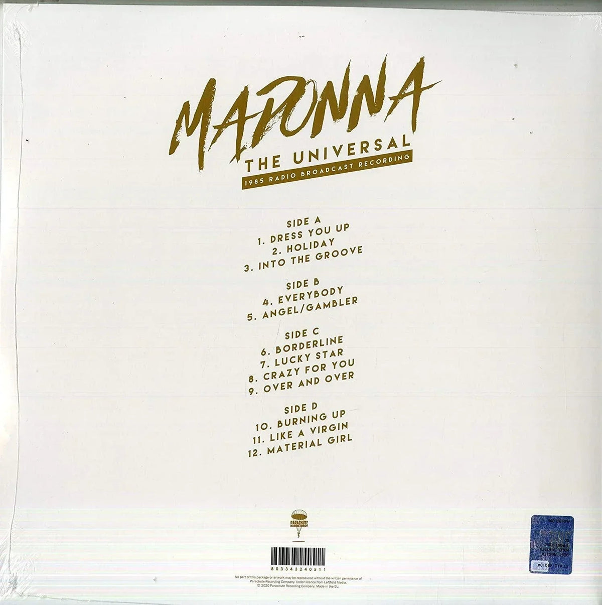 Madonna - The Universal (1985 Radio Broadcast Recording) (Deluxe Import, Clear Vinyl) (2 LP) - Joco Records