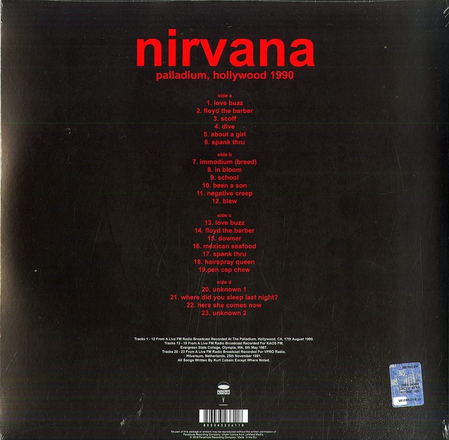 Nirvana - Palladium, Hollywood 1990 (Limited Edition Import, Color Vinyl) (2 LP) - Joco Records