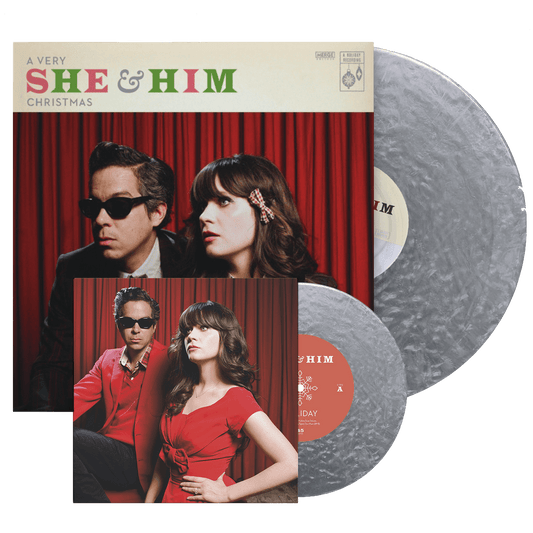 She & Him - A Very She & Him Christmas (10th Anniversary Deluxe Edition, Bonus 7", Metallic Silver Vinyl) (2 LP) - Joco Records