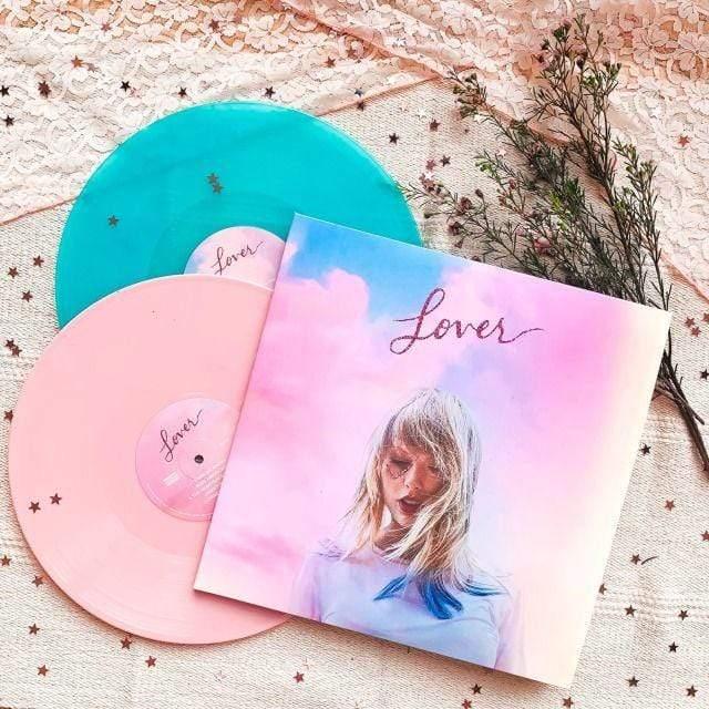 TAYLOR SWIFT lover DOUBLE Lp PINK and BLUE Vinyl Record with fold-out cover